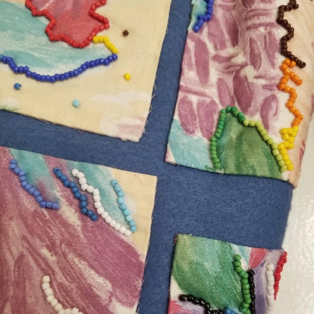 Stretchy Jean Denim Pants with Handsewn Textiles - Picture 2 of 5